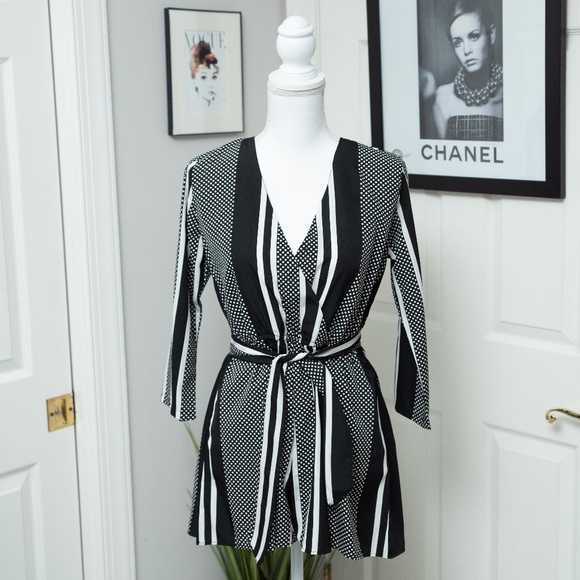 Boohoo Pants - NWT Boohoo Black and White Romper
